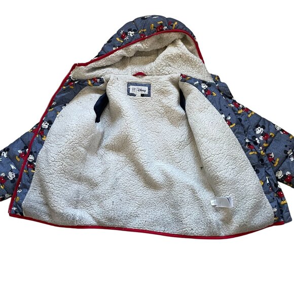 Gap Kids Disney Mickey Sherpa Full Zip Hoodie Jacket Large Multicolor Winter - Picture 6 of 10